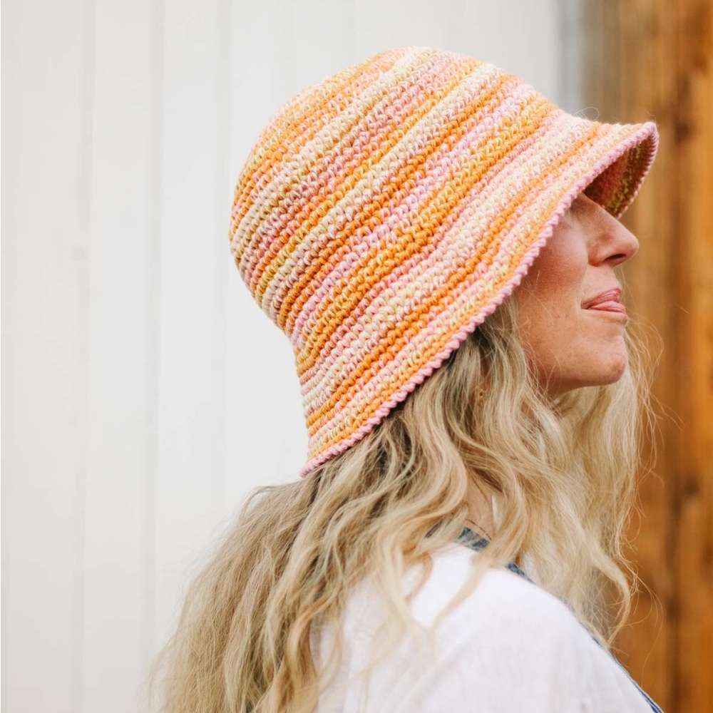 Crochet Striped Bucket Hat Handmade - Picture 2 of 8